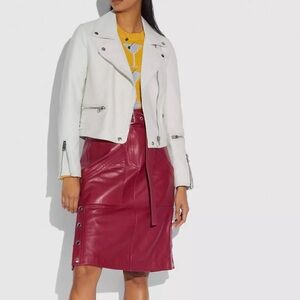 Coach leather biker jacket in cream/ off-white NWOT